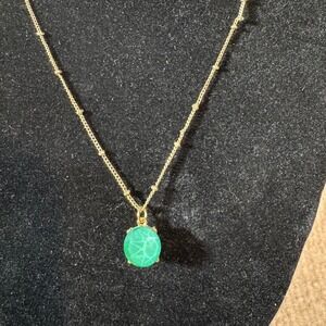Tanya Creations Jewelry Set Green Faux Stone Gold Tone Necklace Stud Earrings